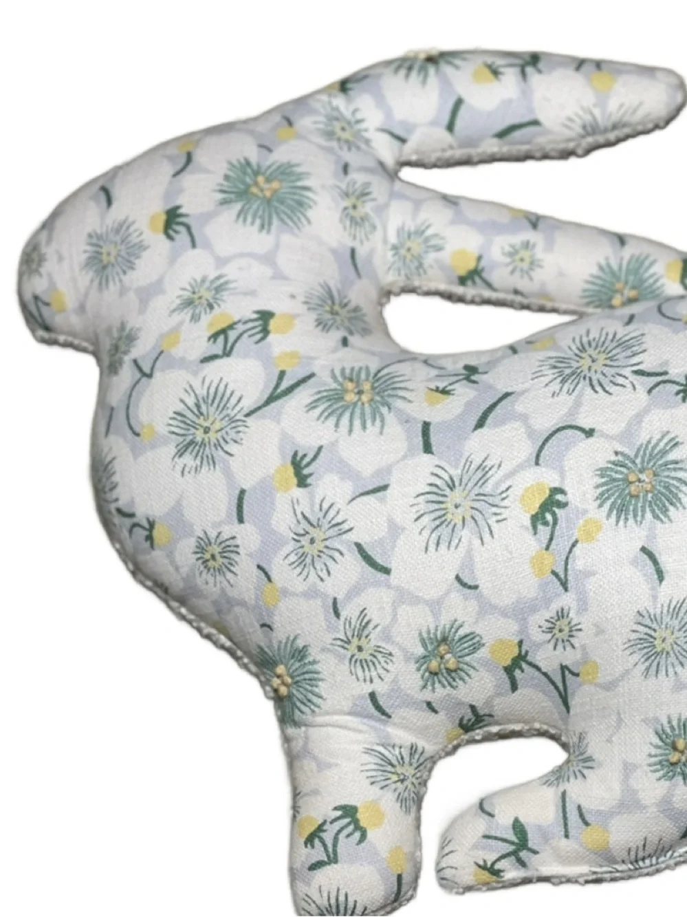 Elegant Floral Bunny Throw Pillow - Cream and Multicolored